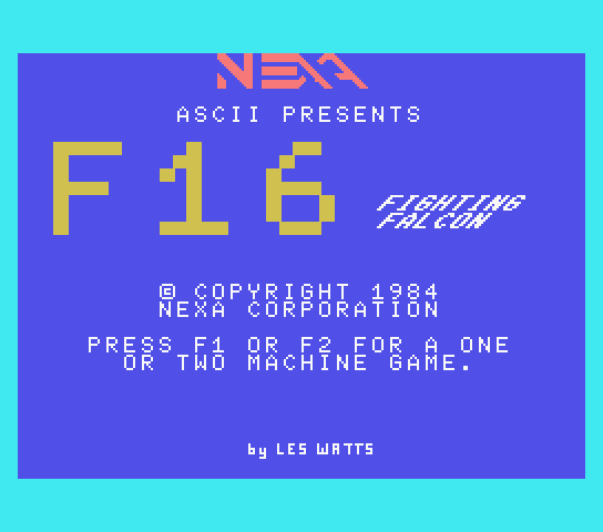 F16 Fighting Falcon title screen for MSX